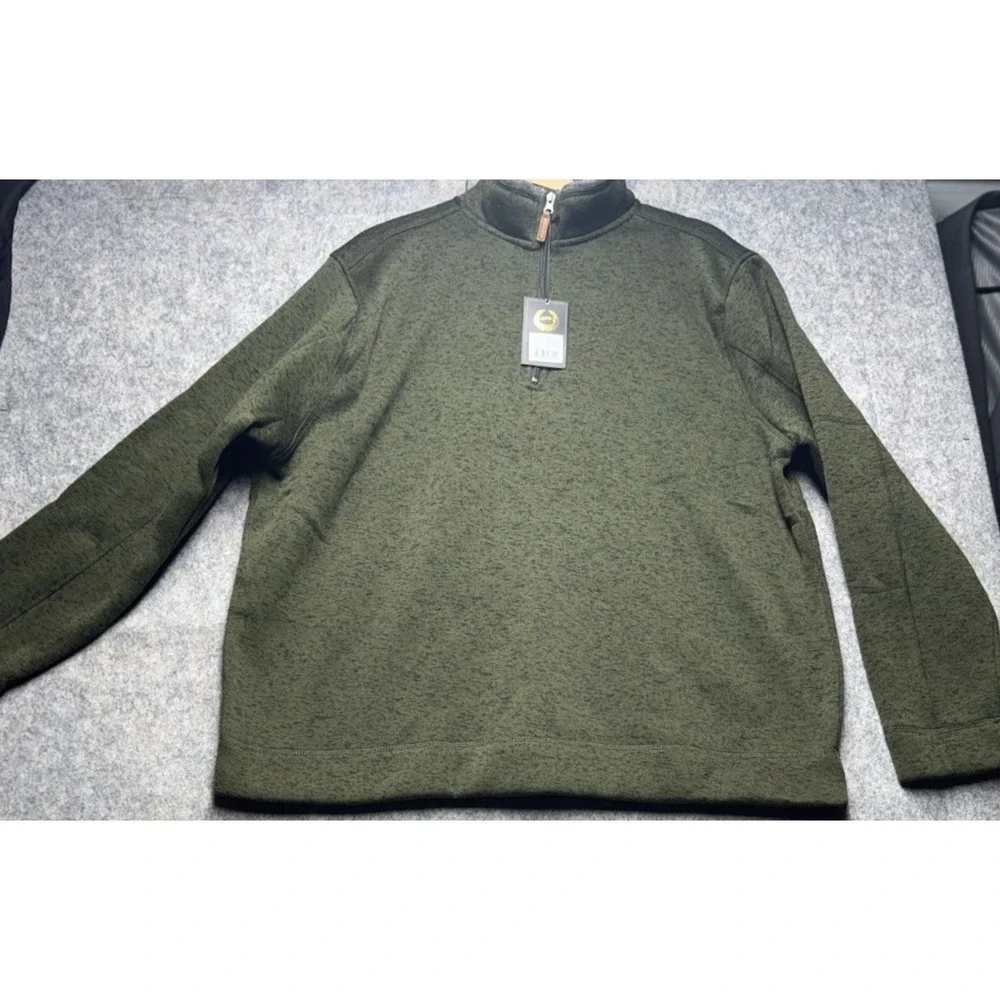 Victory Sportswear Fleece Pullover Mens XXL Olive Quarter Zip Long‎ Sleeve